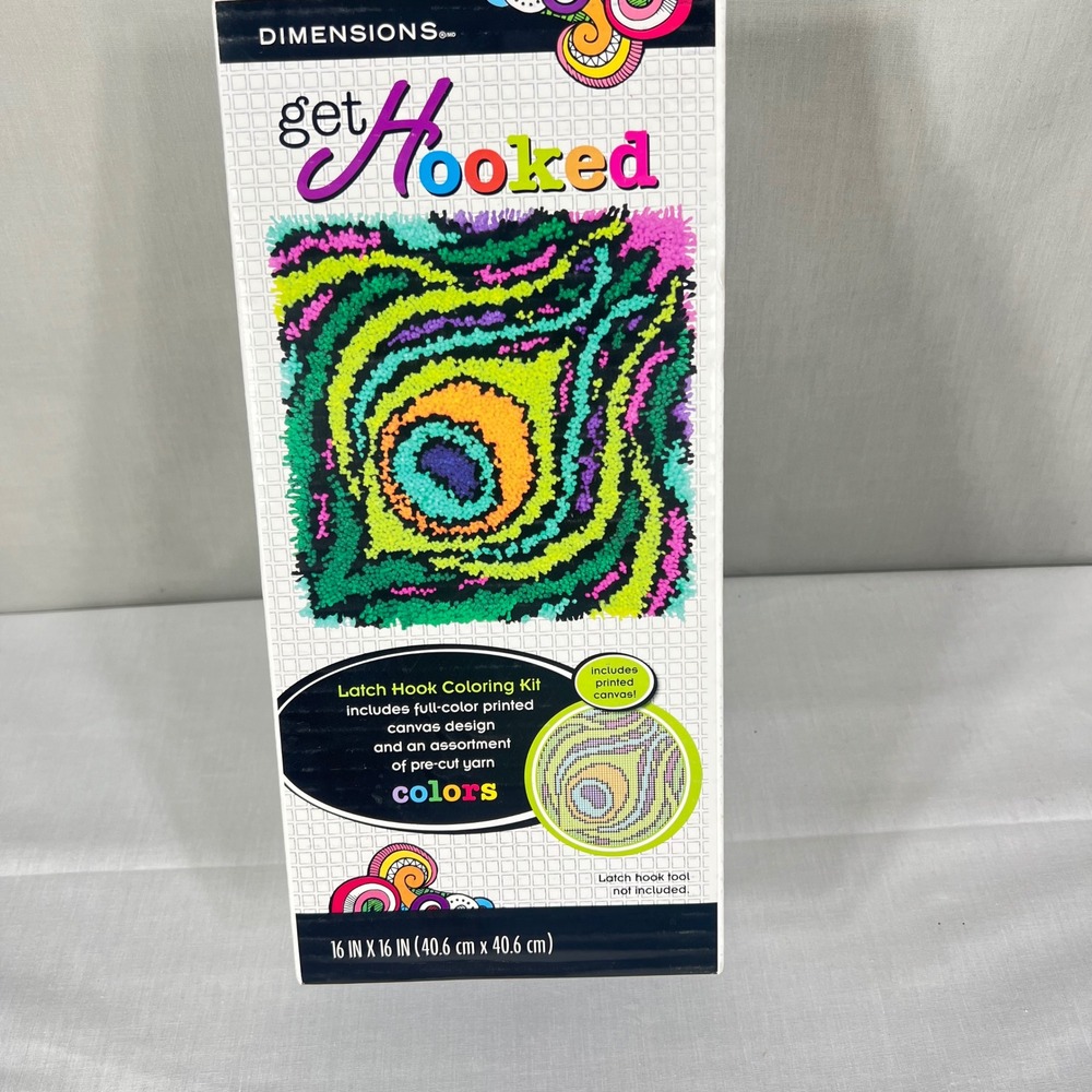 Dimensions Latch Hook Coloring Kit Colorful Feather Multicolor 72-75002 16x16in